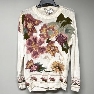 1991 Heirloom Collectibles Knit Floral Sweater size medium